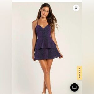Sparkle Purple Multi Shiny Tiered Mini Dress